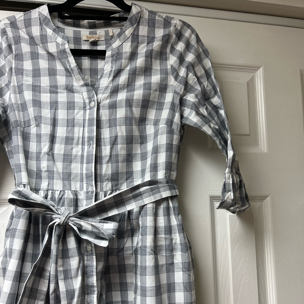 Barbour Seamills Midi Dress Checkered Gingham Prairie Dress - Picture 4 of 9